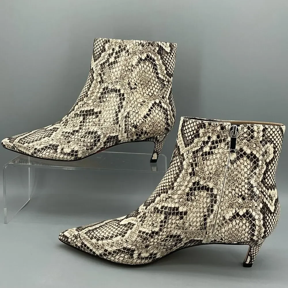 NEW Marc Fisher Women’s Itzia Pointed Toe Dress Booties White Snake Size 9M